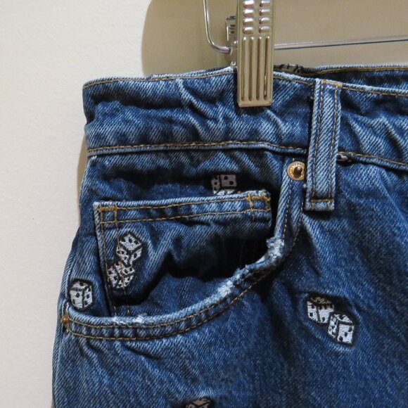 REFORMATION Dice Embroidery High Rise Straight Jeans Vegas Cropped Size 30 - Picture 6 of 16